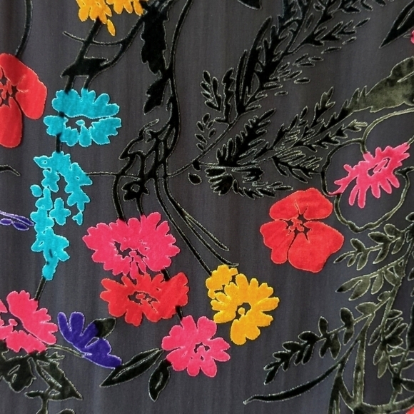 Maeve Anthropologie Alisa Floral Burnout Velvet & Silk Mini Tee Dress Black 4P - Picture 7 of 13